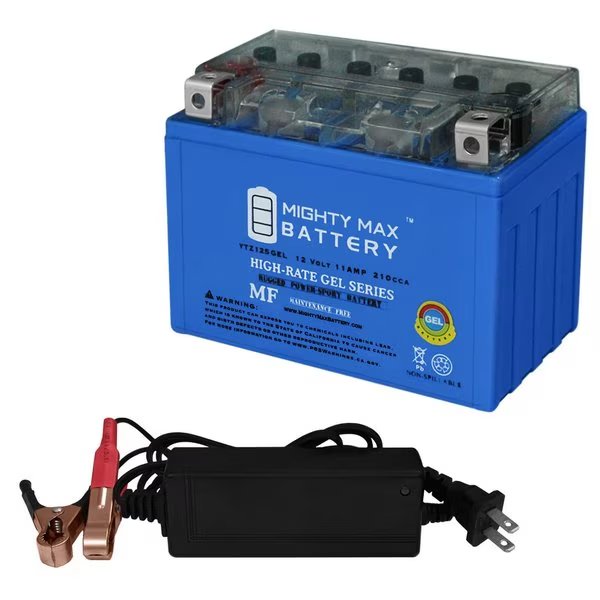 YTZ12S GEL Battery Replaces Honda SP1 2000-2004 With 12V 2Amp Charger, Mighty Max Battery, Mfr#: MAX3870406
